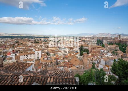 Vue aérienne du centre-ville de Grenade - Grenade, Andalousie, Espagne Banque D'Images