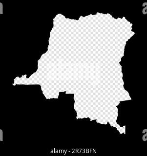 Carte stencil de la RD Congo. Carte transparente simple et minimale de la RD Congo. Rectangle noir de forme coupée du pays. Illustration du vecteur radiant. Illustration de Vecteur