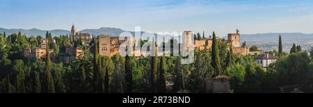 Vue panoramique de l'Alhambra - Grenade, Andalousie, Espagne Banque D'Images