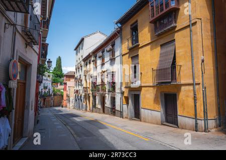 Rue Cuesta de Gomerez - Grenade, Andalousie, Espagne Banque D'Images