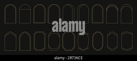 Ensemble de cadres de voûte linéaires minimalistes dans un style moderne et minimaliste tendance Y2K esthétique. Éléments de contour de conception vectorielle abstraite - arc, forme géométrique Illustration de Vecteur
