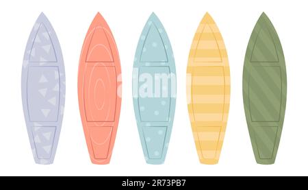 Ensemble de planches de surf avec différentes couleurs vives Illustration de Vecteur