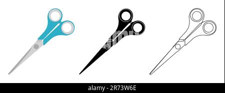 Ensemble d'icônes de ciseaux. Ciseaux de coupe isolés. Pictogramme de ciseaux. Symbole de coupe. Illustration vectorielle Illustration de Vecteur