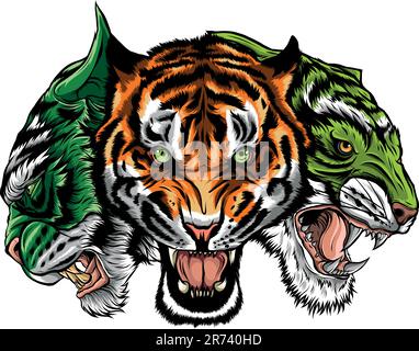 tête de tigre avec motif vectoriel de style détaillé Illustration de Vecteur