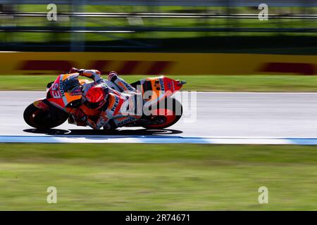 Marc Marquez, d'Espagne, sur la Honda Team Repsol Honda lors de l'entraînement libre 3 au MotoGP australien 2022 sur le circuit de Phillip Island à 15 octobre 2022, sur l'île Phillip, en Australie. Banque D'Images