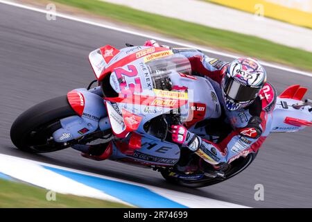 PHILLIP ISLAND, AUSTRALIE - OCTOBRE 15 : ENEA Bastianini d'Italie sur le circuit Gresini Racing Ducati pendant les qualifications MotoGP d'Australie au MotoGP de 2022 sur le circuit de Phillip Island à 15 octobre 2022 sur l'île Phillip, en Australie. Banque D'Images