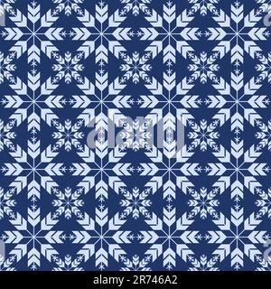 Flocons de neige motif sans couture fond d'hiver pour le design flocons de neige de différentes tailles sur fond bleu illustration vectorielle de vacances Illustration de Vecteur