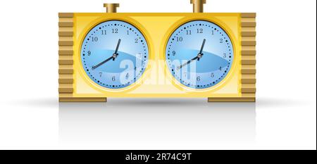 Horloge d'échecs isolée sur fond blanc. Illustration de Vecteur