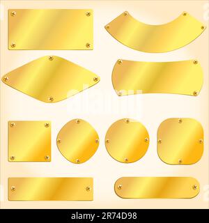 Vieilles plaques d'or et les enseignes, Illustration de Vecteur