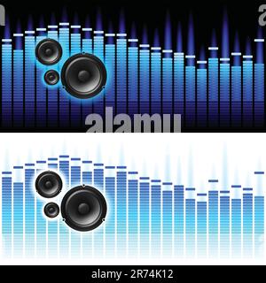 Ondes sonores. Illustration vectorielle sur fond blanc et noir Illustration de Vecteur