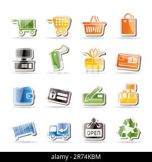 Boutique en ligne simples icônes - Vector Icon Set Illustration de Vecteur
