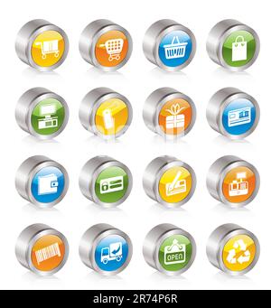 Boutique en ligne simples icônes - Vector Icon Set Illustration de Vecteur