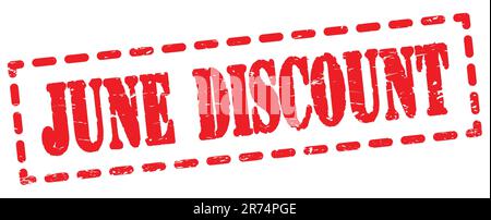 TEXTE DE LA RÉDUCTION DE JUIN inscrit sur l'affiche rouge en forme de tiret. Banque D'Images