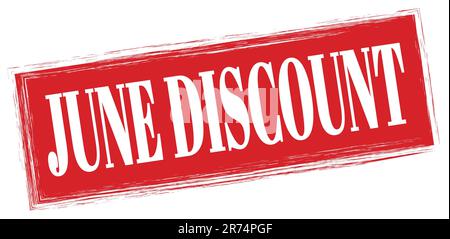 TEXTE DE LA REMISE DE JUIN inscrit sur l'affiche rouge en forme de rectangle. Banque D'Images