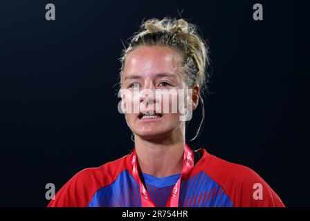 Photo du dossier datée du 14-07-2021 de Danni Wyatt, qui semble déjoué pour un rôle d'ouvreur de ton en T20s et un poste dans l'ordre intermédiaire dans ODIS. A fait plus de 100 apparitions dans les deux formats de balle blanche et bien que pas aussi cohérente qu'elle aurait pu l'aimer, La batte peut être un jongleur si on lui laisse entrer dans sa foulée. L'Australie a découvert que c'était difficile à réaliser, alors qu'elle a fait un 56-ball T20 cents contre eux à Canberra en novembre 2017. Date de publication : mardi 13 juin 2023. Banque D'Images