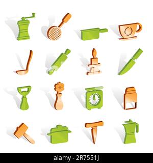 Outils de ménage et cuisine - icônes vector icon set Illustration de Vecteur