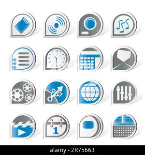 Performance téléphonique simple, internet et office icons - vector Icon Set Illustration de Vecteur