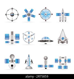 Différents types d'engins futurs icônes - vector icon set Illustration de Vecteur