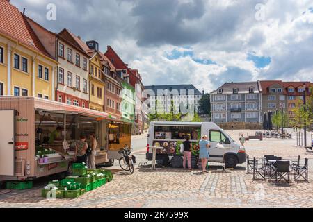 Gotha, place Hauptmarkt, marché hebdomadaire en Thuringe, Allemagne Banque D'Images