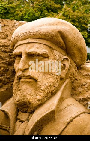 Sculpture sur sable, portrait, Karl Wilhelm Ferdinand de Brunswick-Wolfenbüttel Banque D'Images