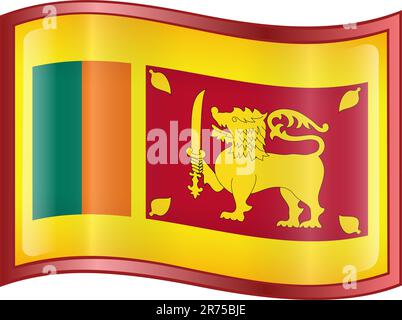 Icône du drapeau Sri Lanka, isolée sur fond blanc. Illustration de Vecteur