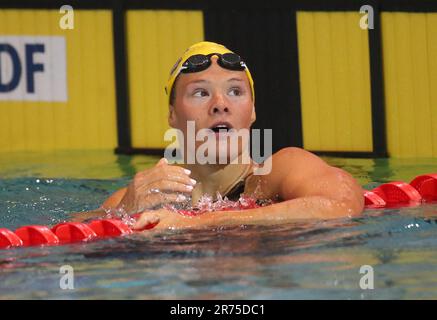 Rennes, France. 11th juin 2023. Pauline Mahieu de CANET 66 NATATION final 100 M dos lors des Championnats de natation de l'élite française sur 11 juin 2023 à Rennes, France. Photo de Laurent Lairys/ABACAPRESS.COM crédit: Abaca Press/Alay Live News Banque D'Images