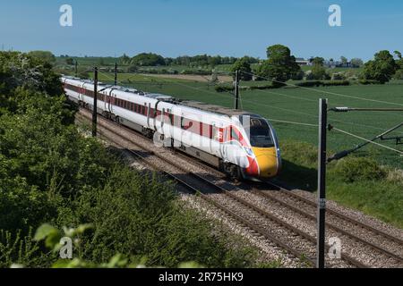 PRENEZ le train AZUMA près de Danby Wiske, dans le North Yorkshire Banque D'Images