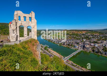 Grevenburg ruine au-dessus de Traben-Trabach, vallée de la Moselle, Moselle, Rhénanie-Palatinat, Allemagne Banque D'Images