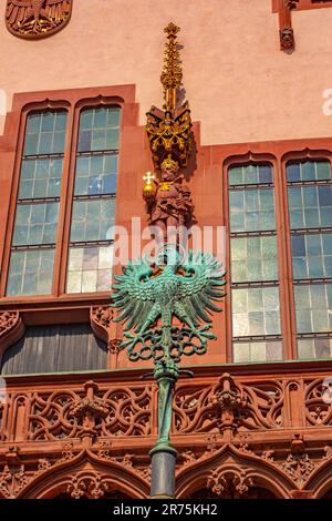 Francfort armoiries sur la mairie de Römer, Francfort-sur-le-main, Hesse, Allemagne Banque D'Images