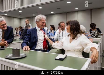 LA HAYE - Paul Rosenmoller (GroenLinks) et Mei Li vos (PvdA) lors de la première réunion du Sénat nouvellement élu. ANP SEM VAN DER WAL pays-bas sortie - belgique sortie Banque D'Images
