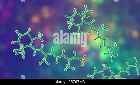 Vitamine A, modèle moléculaire. C'est le rétinol, une forme de vitamine A, une vitamine qui est nécessaire par la rétine de l'oeil. Banque D'Images