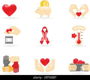 Icônes de dons et de charité Illustration de Vecteur