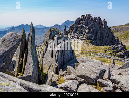 Castell y Gwynt le château du vent sur la chaîne de Glyderau à Eryri Snowdonia, au nord du pays de Galles, au Royaume-Uni Banque D'Images