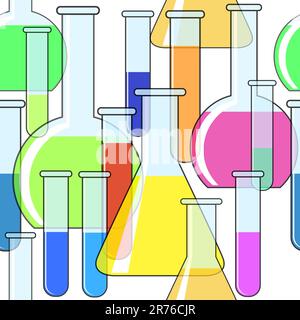 Arrière-plan abstrait avec verrerie chimique motley. Motif sans couture. Illustration vectorielle. EPS-10. Illustration de Vecteur