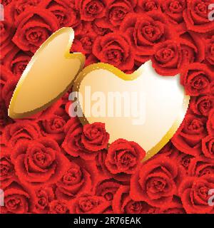 carte en forme de coeur avec place pour le texte sur les roses rouges Illustration de Vecteur