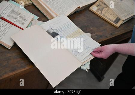 LVIV, UKRAINE - 9 JUIN 2023 - Un passeport diplomatique délivré par l'État ukrainien qui existait de 29 avril 1918, jusqu'à 14 décembre 1918, est conservé Banque D'Images