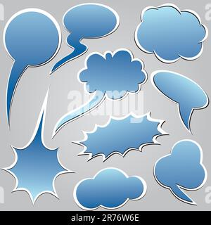 Nuage de voix et de réflexion / dialogue bleu. Version vectorielle de cette image également disponible dans mon portfolio. Éléments de conception. Illustration de Vecteur