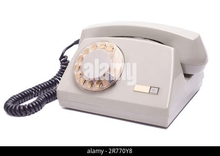 Téléphone vintage isolé sur fond blanc. Banque D'Images