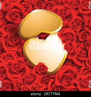 carte en forme de coeur avec place pour le texte sur les roses rouges Illustration de Vecteur