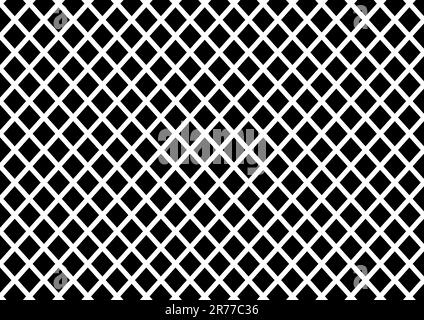 Grille en mosaïque abstraite en noir et blanc, fond en maille de forme carrée. Il peut être répété parfaitement. Grille, motif de treillis. Banque D'Images