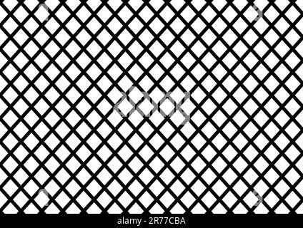 Grille en mosaïque abstraite en noir et blanc, fond en maille de forme carrée. Il peut être répété parfaitement. Grille, motif de treillis. Banque D'Images