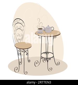 Table de café française Illustration de Vecteur