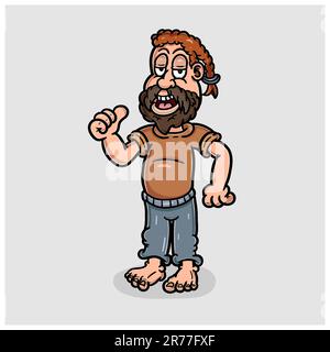 Mascotte de dessin animé de Bearded Boy. Illustration de Vecteur