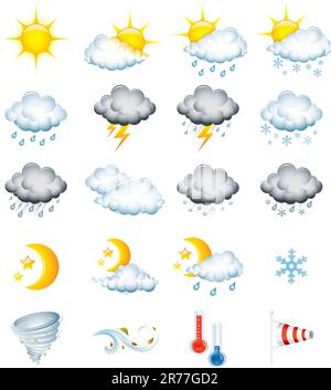 Ensemble de 20 icônes météo vectorielles de haute qualité Illustration de Vecteur