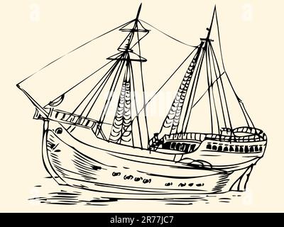 bateau à voile Illustration de Vecteur
