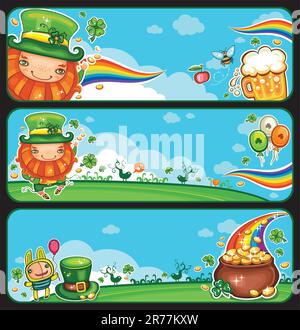 Composition de célébration de la Saint-Patrick avec symboles des fêtes irlandaises. Illustration de Vecteur