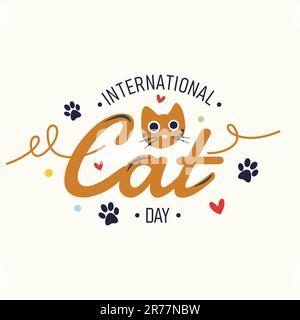 Symbole typographique vectoriel de la Journée internationale des chats. Illustration vectorielle Illustration de Vecteur