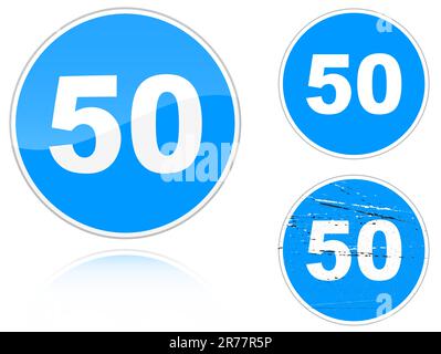 Ensemble de variantes une limite de vitesse minimale - panneau de signalisation isolé sur fond blanc. Groupe d'icônes comme Fish-eye, simple et grunge pour votre conception. Vect... Illustration de Vecteur