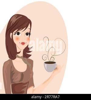 Café pour fille - Vector Illustration de Vecteur