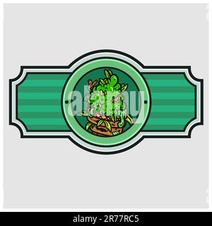 Mascotte de la crème glacée Weed Bud avec logo. Vecteur et illustration. Illustration de Vecteur